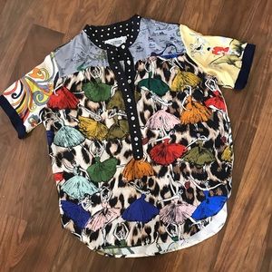 La Prestic Ouiston ballerina mixed print silk top